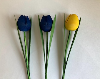 3 Vintage wooden tulips, Fake flowers, Easter wood flowers, wooden flowers, Spring flower, Scandinavian Design