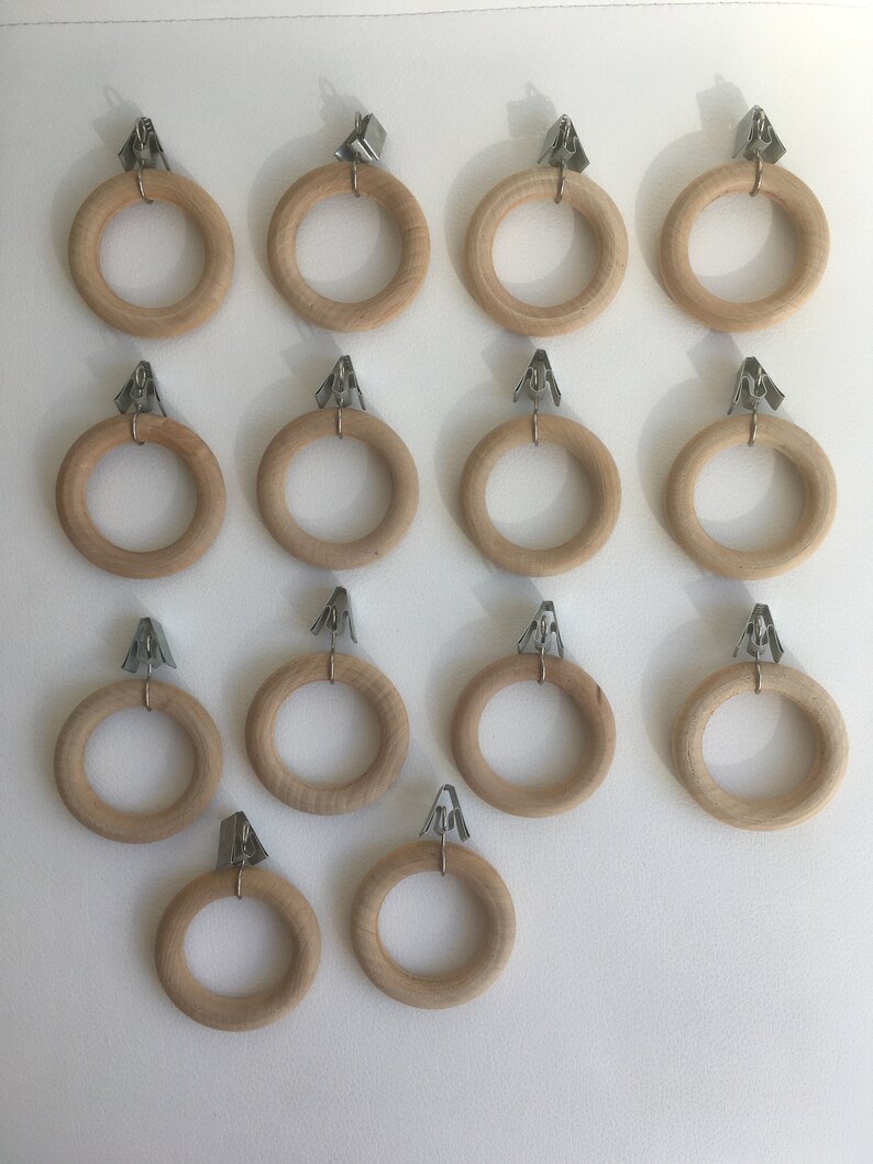 14 Wood Curtain Rings Vintage Beige Wooden Curtain Rings Etsy