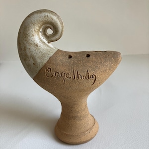 Vintage Whistle, Engelholm Bird Flute 1986 signed by Sofia Nilsson Ceramic Bird Whistle, Handmade Pottery Whistle, Scandianvian Design