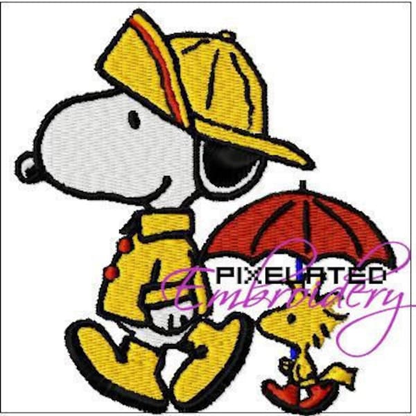 Snoopy Rain Coat Embroidery Design Filled In