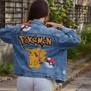 Pokemon Painted Levis Jacket Vintage 