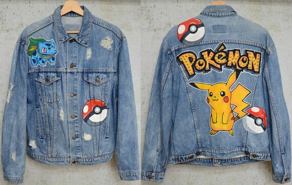 Pokemon Painted Levis Jacket Vintage 