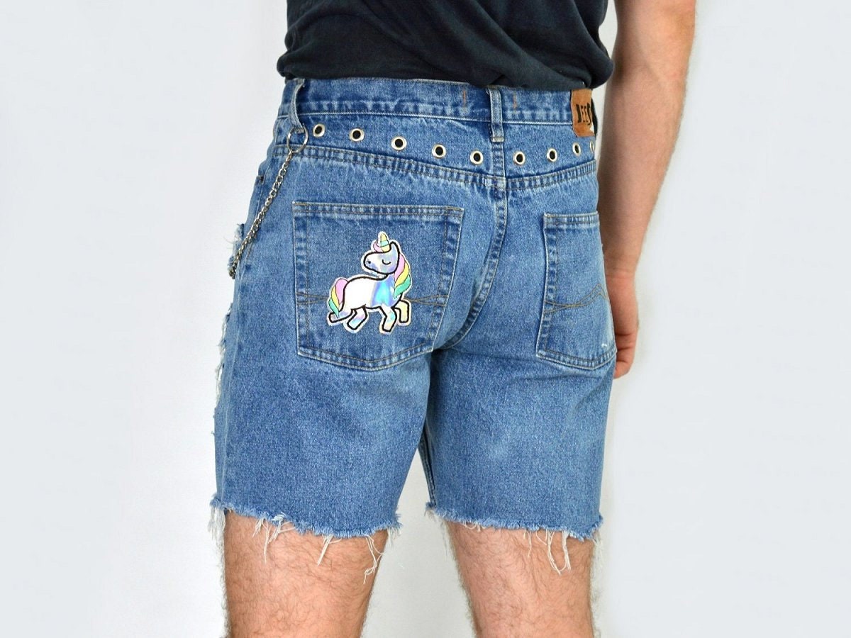 Rainbow Unicorn Custom Shorts Men W33 L 