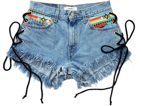 high waisted cut up shorts