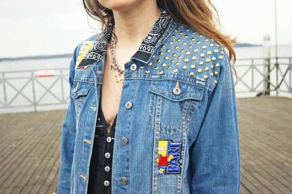 oversized denim jacket with patches