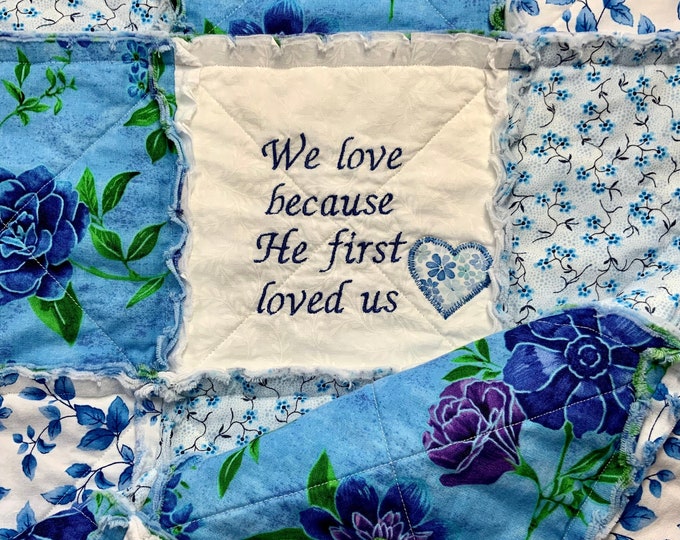 Christian Quilt Lap Quilt Handmade Rag Quilt Etsy