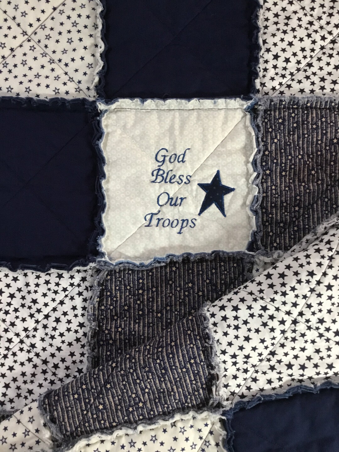 Patriotic Lap Quilt Handmade Rag Quilt Homemade Quilt Star Etsy