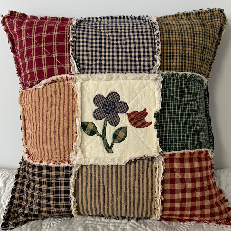 RagQuiltsnPillowsUSA Quilted Appliqué Pillow Cover - Thumbnail 5