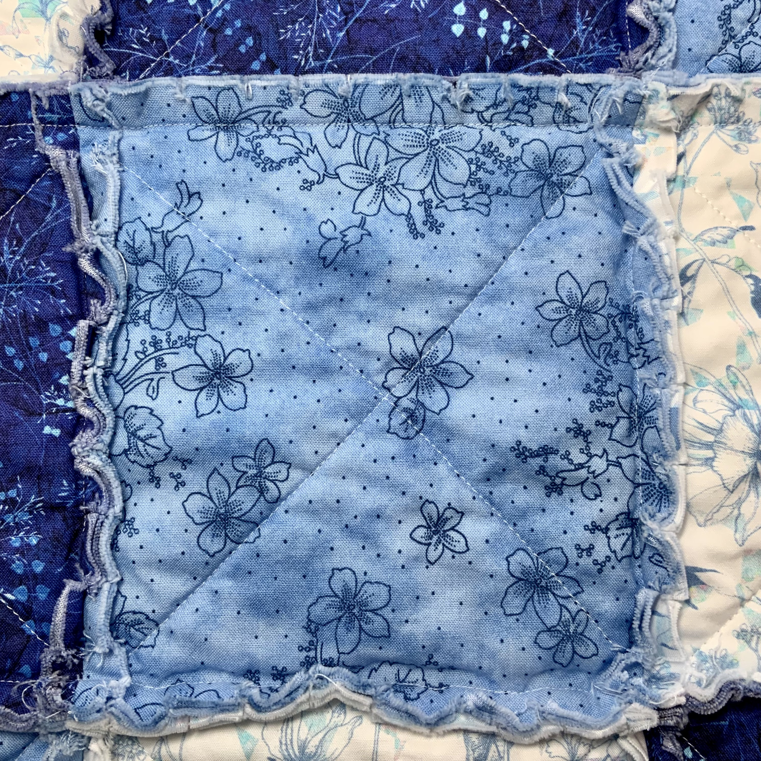 Lap Rag Quilt Embroidered Rag Quilt: Handmade Cotton Lap Quilt (42x47.5) - Etsy