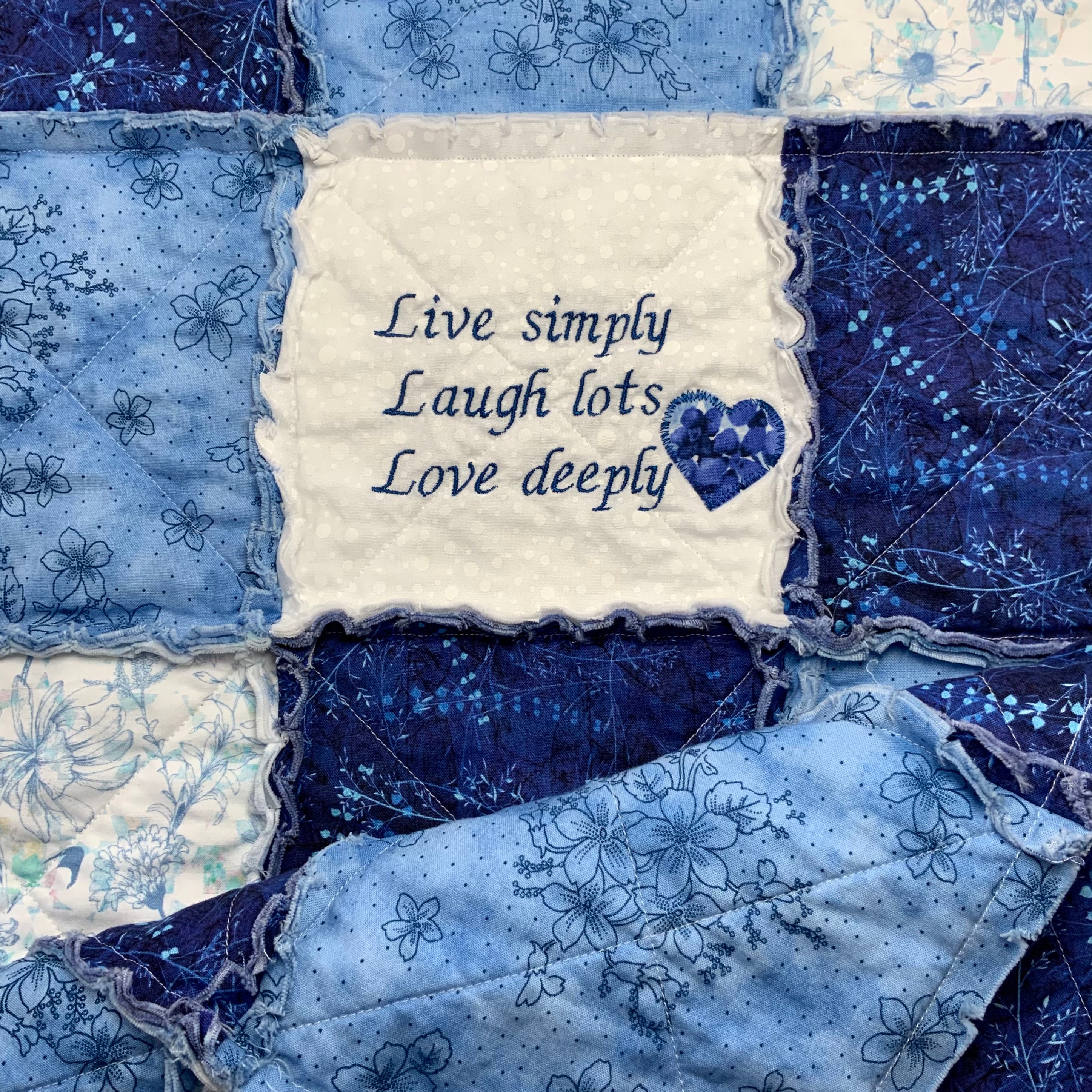Embroidered Rag Quilt: Handmade Cotton Lap Quilt (42x47.5) - Etsy