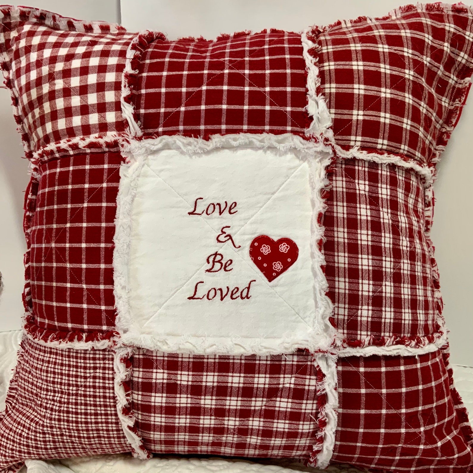 Red Quilted Pillow Farmhouse Pillow Cover Pillow Covers 18 X Etsy
