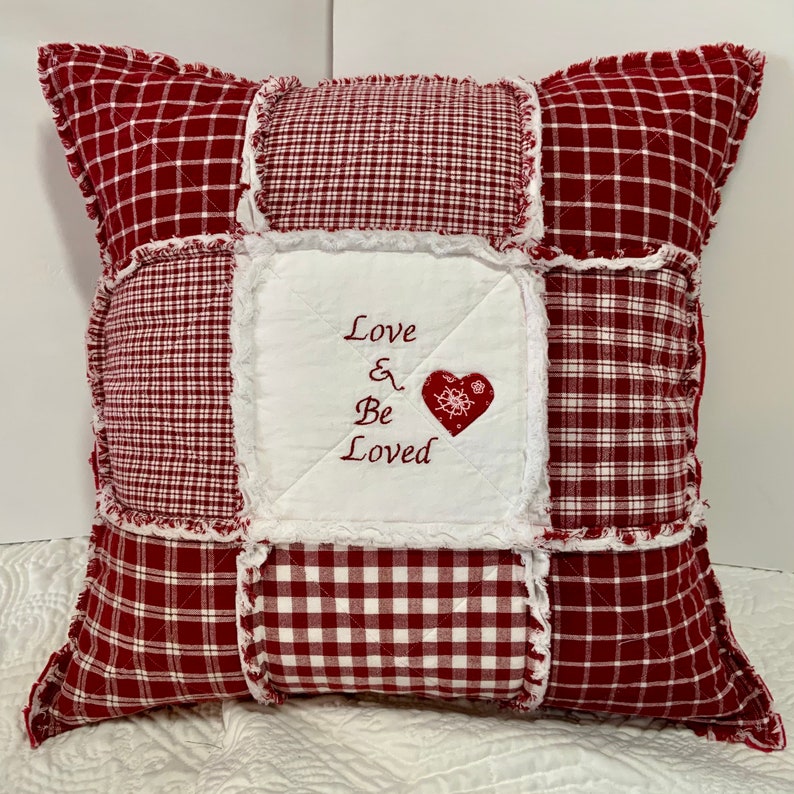 Red Quilted Pillow Farmhouse Pillow Cover Pillow Covers 18 X Etsy