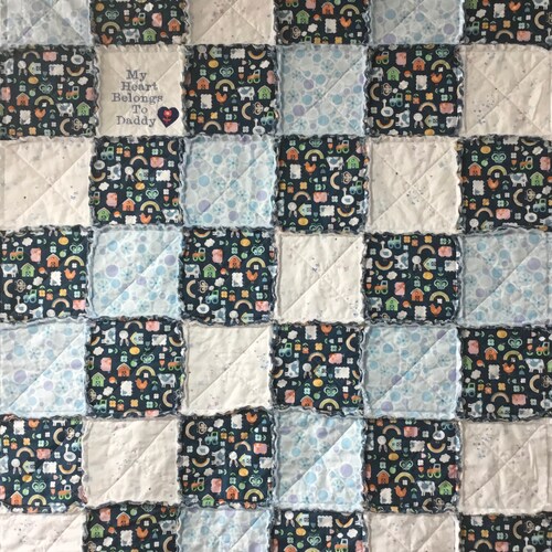 Farm Baby Quilt Handmade, Baby Girl Quilt, Embroidered Baby Blanket, Patchwork shops Quilt, Country Baby Quilt, Rag Quilt Baby
