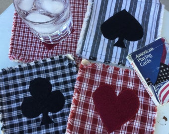 Ensemble de sous-bocks poker : sous-bocks de cartes de courtepointe en coton filé fait maison