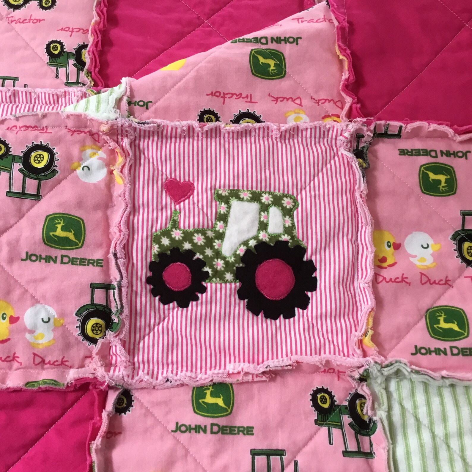 Tractor Quilt Baby Girl Quilt Homemade Quilt Appliqué Baby Etsy