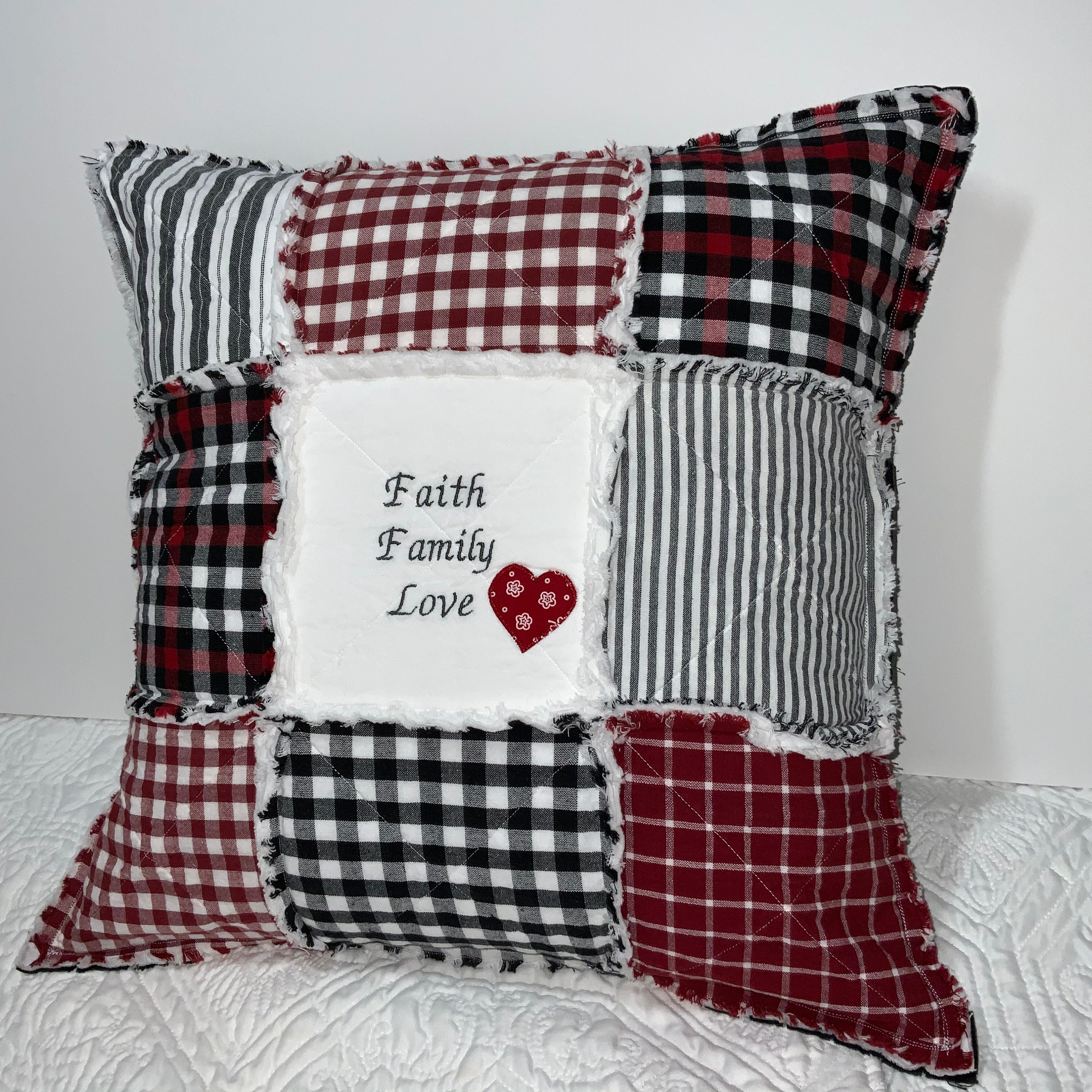 Country Pillow Quilted Pillow Cover Throw Pillow Cover Etsy