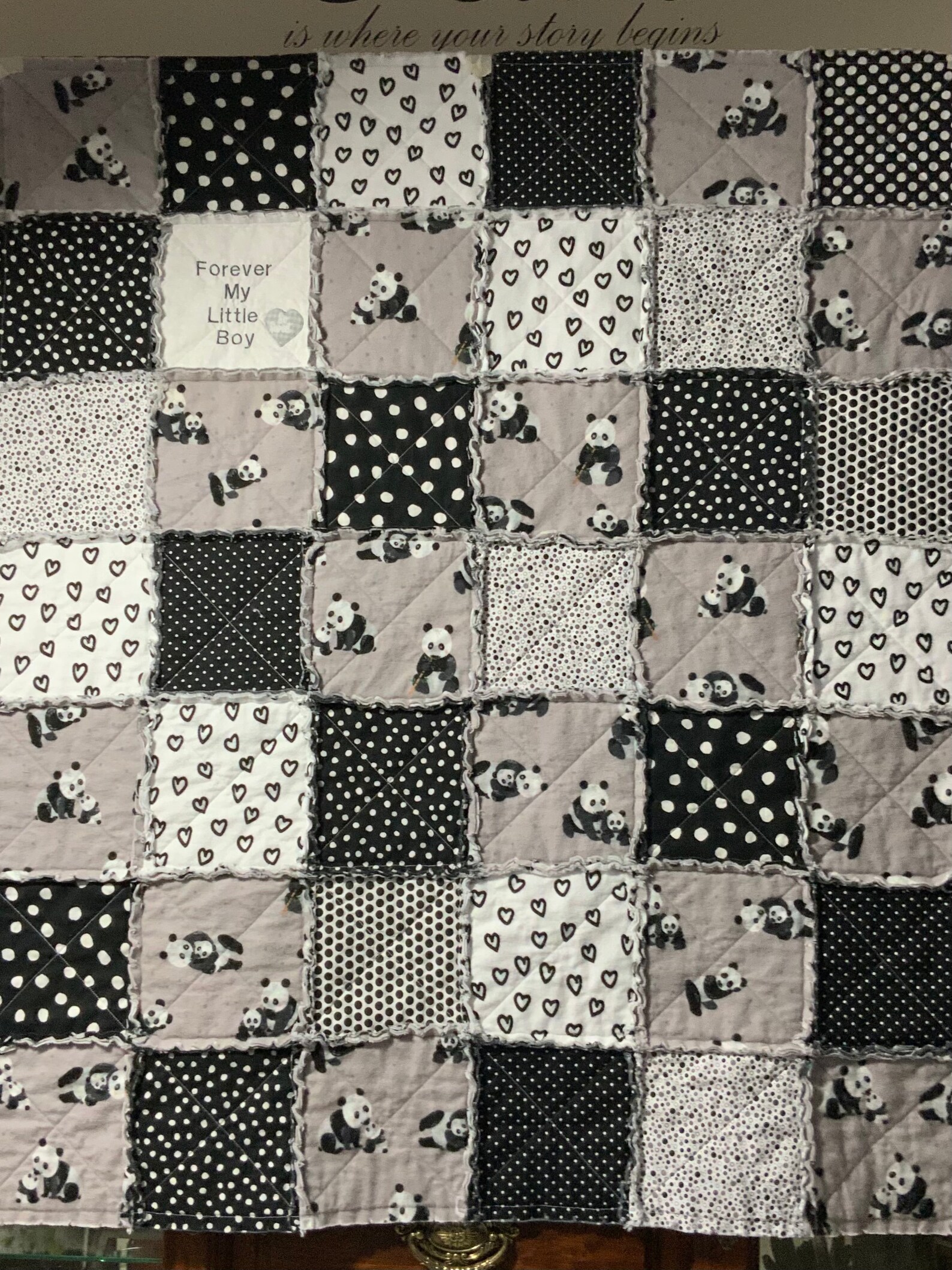 Panda Baby Quilt Homemade Quilt Baby Boy Nursery Bedding Etsy