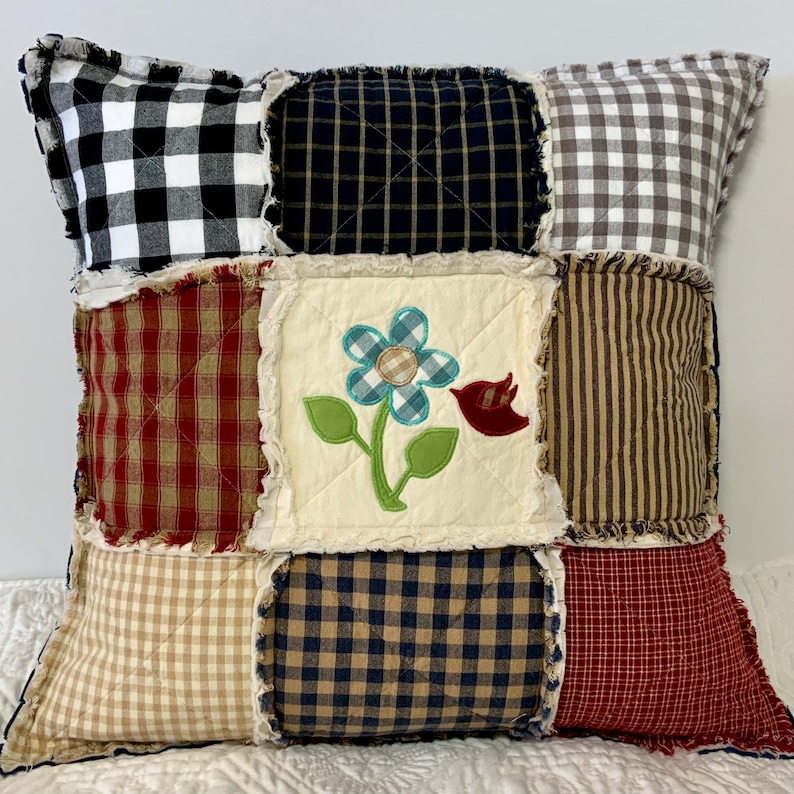 RagQuiltsnPillowsUSA Quilted Appliqué Pillow Cover - Thumbnail 2