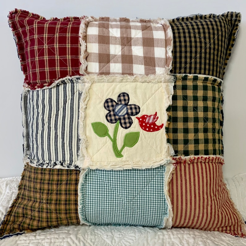 RagQuiltsnPillowsUSA Quilted Appliqué Pillow Cover - Thumbnail 4