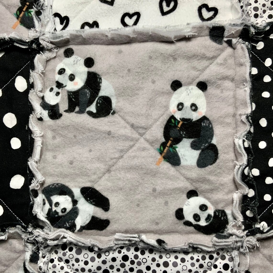 Panda Baby Quilt Homemade Quilt Baby Boy Nursery Bedding Etsy