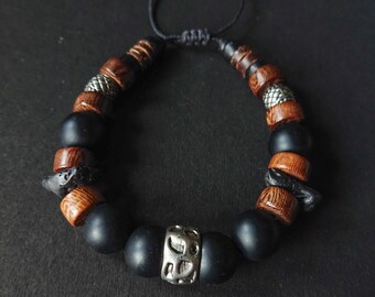 chunky Lava & Robles Wood Bracelet