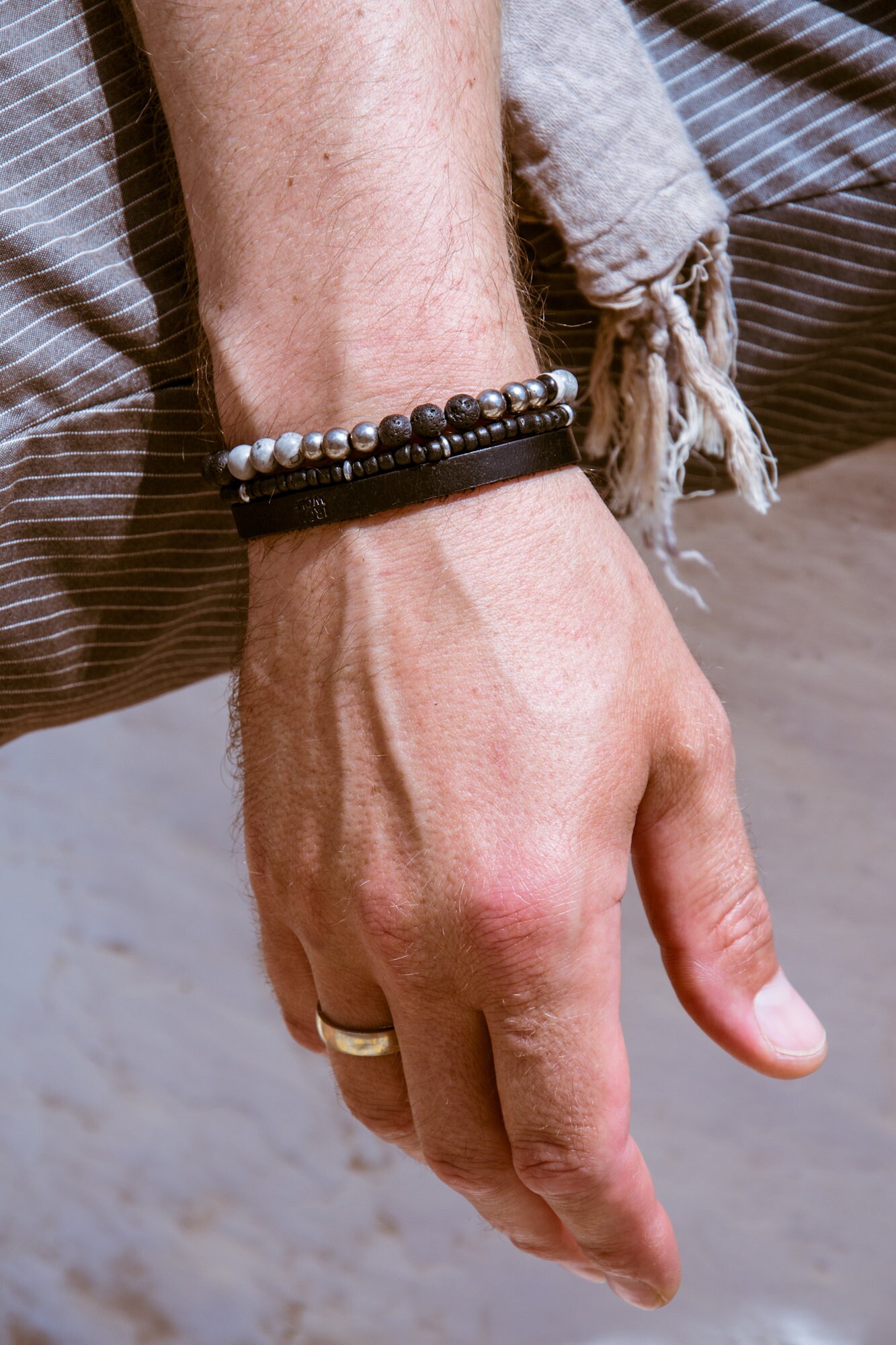 Mens Three Set Bracelet, Gemstones Beaded Set, Jasper, Onyx Mens Three Set Bracelet, Gemstones Beaded Set, Jasper, Onyx
