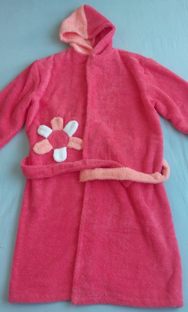 100 Cotton Pink Bathrobe with flower Natural Bath Beddings Etsy