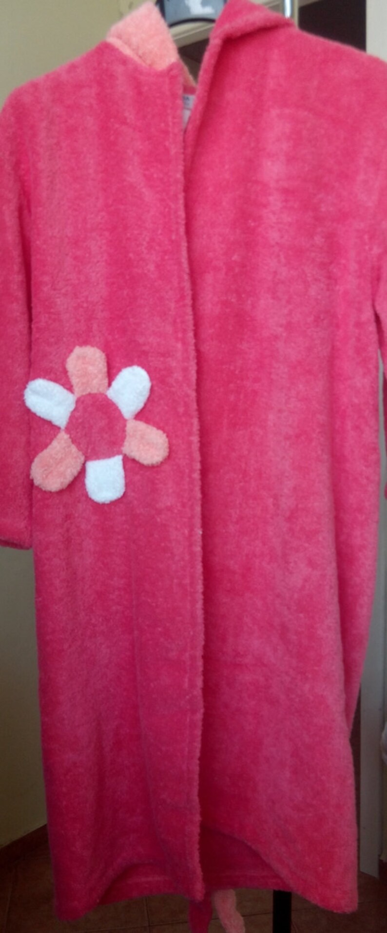100 Cotton Pink Bathrobe with flower Natural Bath Beddings Etsy