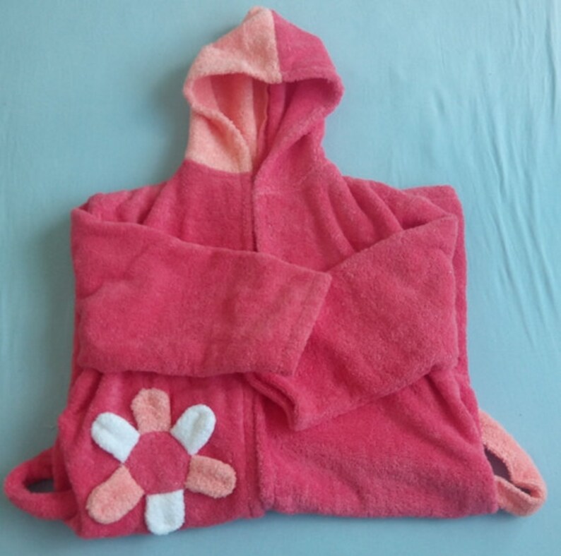 100 Cotton Pink Bathrobe with flower Natural Bath Beddings Etsy