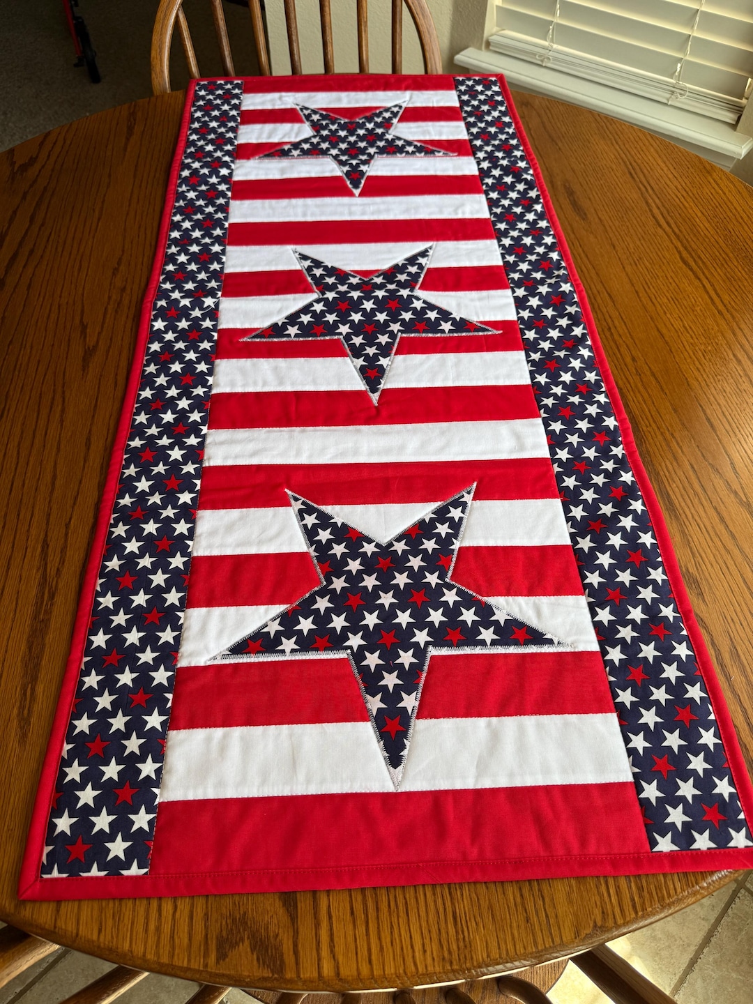 Patriotic Table Runner Red White and Blue With Stars. - Etsy