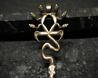 Medusa Ankh Necklace Pendant Goth Egyptian Greek Roman Goddess Steampunk Pagan Witch Snake Serpent Medieval Renaissance Priestess