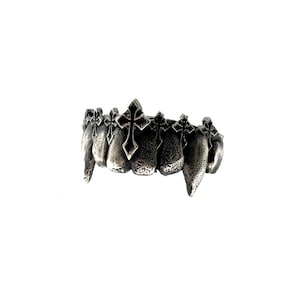 Vampire Fang Ring in Sterling silver Vampire Werewolf Halloween Witch MIDI Statement Goth Punk Streetwear