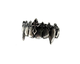 Vampire Fang Ring in Sterling silver Vampire Werewolf Halloween Witch MIDI Statement Goth Punk Streetwear