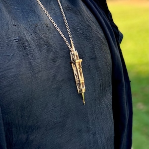 As Above So Below Necklace in bronze Witchy Gothic Chain Athame Ritual Castle Pendant Goth Witch Pirate Medieval image 2