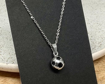 Stainless Steel Soccer Ball Necklace: Unisex Sports Pendant