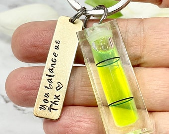 Personalized Water Level Keychain: Carpenter Tool Keyring