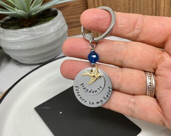 Memorial Key Ring, Personalized Bird Wing Remembrance Gift