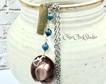 Personalized Cowboy Hat Car Charm, Western Rear View Mirror Dangle