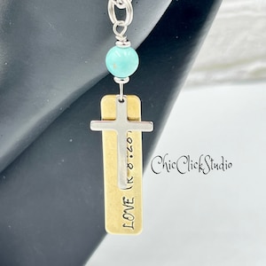 Car Rear View Mirror Cross Charm, Religious Prayer Accessory