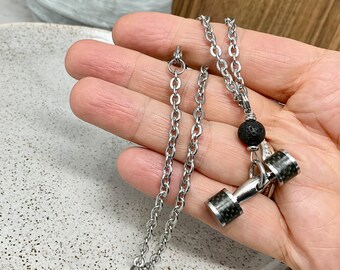 Stainless Steel Dumbbell Car Charm: Gym Lover Gift