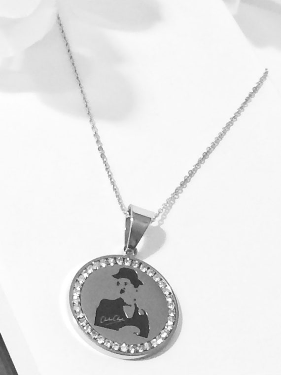Charlie Brown Illustration Leather Cord,Handmade 30mm Steel Pendant