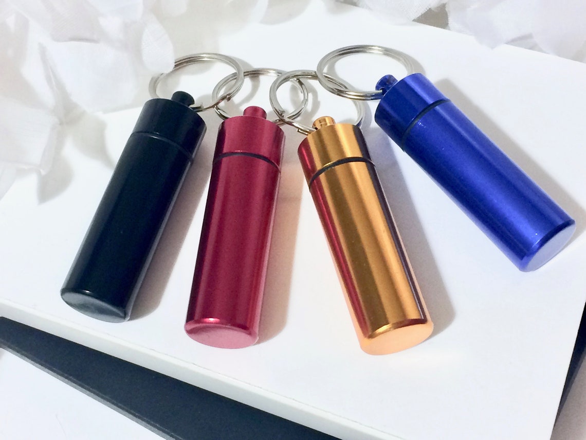 PILL CONTAINER LOCKET Key Ring Keychain Canister Style Capsule Etsy