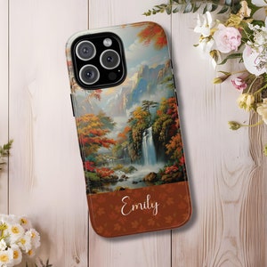 Nature Waterfalls Personalized Tough Case For iPhone 12-16 Including Plus, Pro, & Pro Max, Protective iPhone Case, Fall iPhone Cover