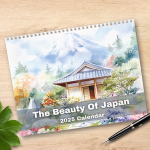 2025 Beauty of Japan Wall Calendar, Japanese Art Gift, Watercolor Illustrations, Traditional Japanese Sami-e Art Style, 12-Month Calendar