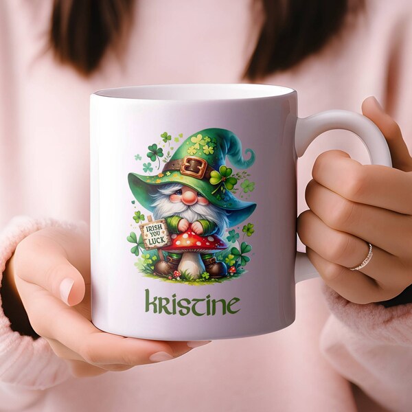 Custom Irish Coffee Mug-Irish You Luck Novelty St. Patrick's Day Coffee Cup-Irish Themed Mug-Gnome Irish Coffee Mug-Irish Gaelic Coffee Mug