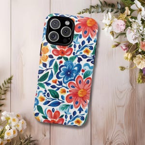 Watercolor Mexican Floral Talavera Art iPhone Case-Floral iPhone Accessories-Floral Gift for Her-Mother&#39;s Day Gift Ideas
