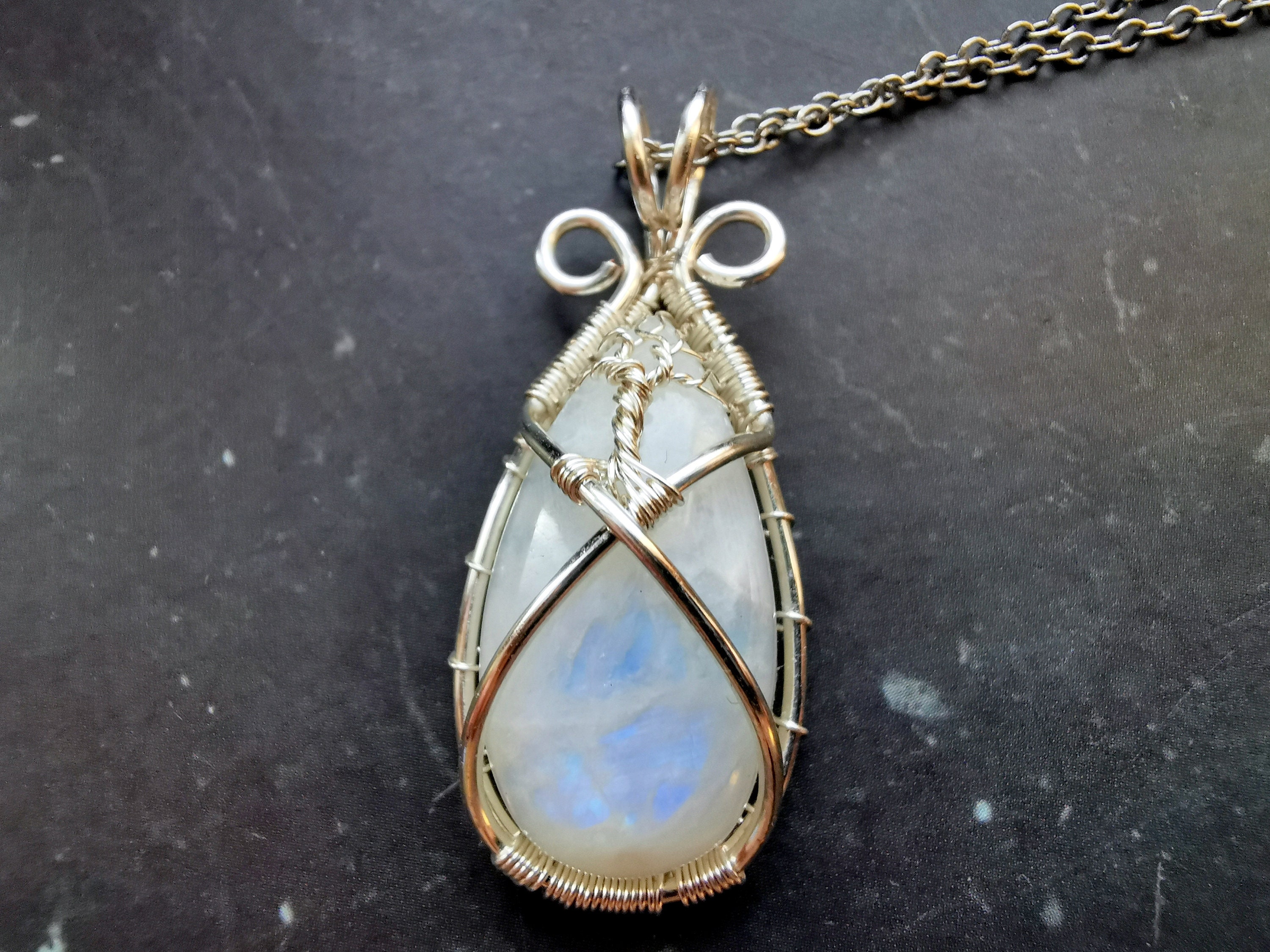 Tree pendant with a moonstone gemstone