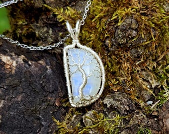 Tree pendant with a moonstone gemstone