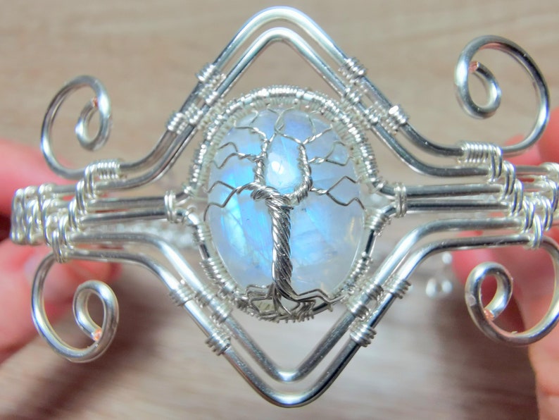 Tree arm ring with a moonstone gemstone image 4