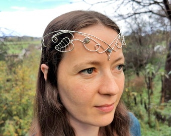 Elven crown with labradorite gemstones